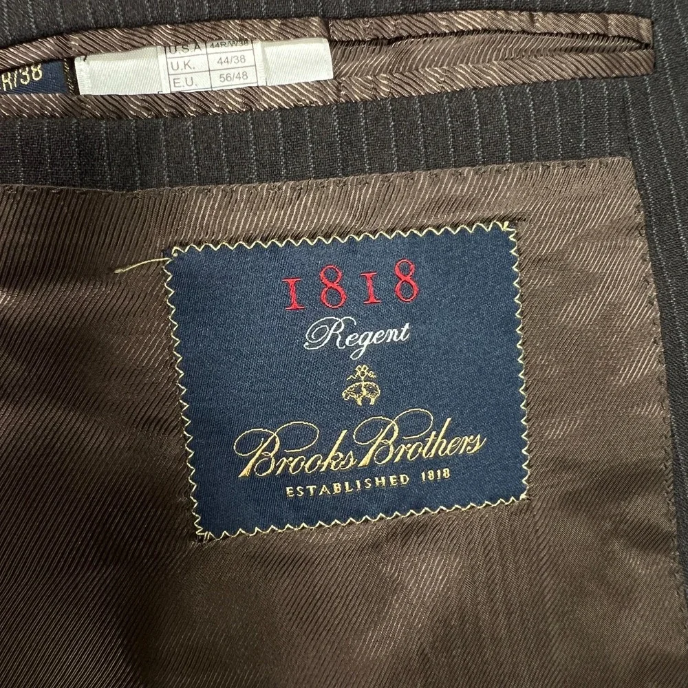 Brooks Brothers Regent Suit Jacket Mens 44R Gray Brown Striped Wool Blazer Italy